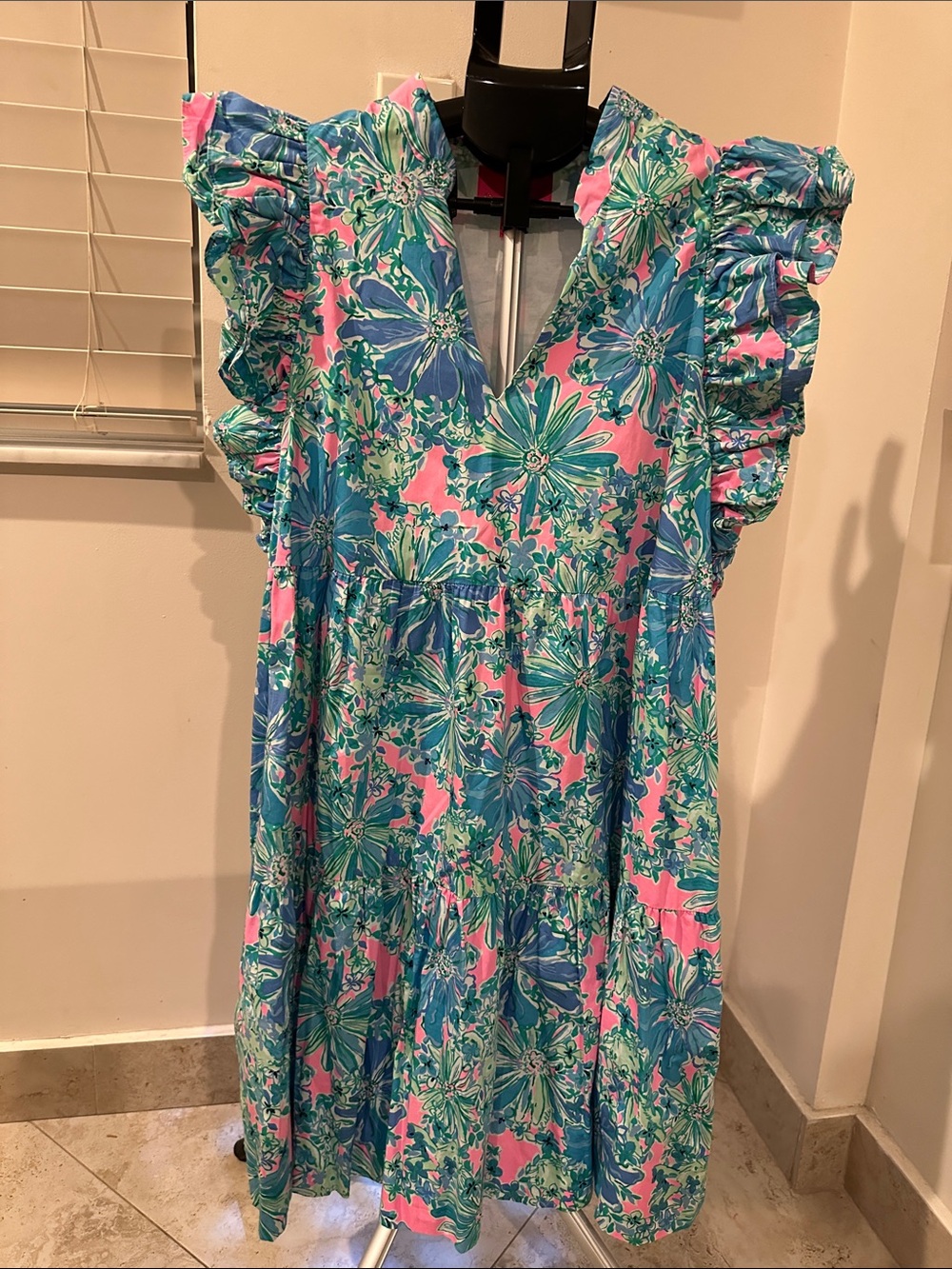 Lilly Pulitzer Brielee Ruffle Sleeve Tiered Dress in Blooming Bouquet
